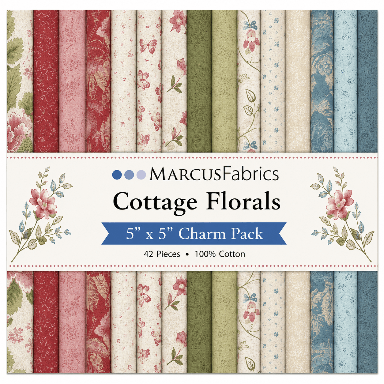 Cottage Florals by Marcus Fabrics - 5x5 Charm Pack (42 Cuts)