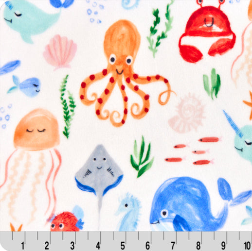 Digital Cuddle Multi Sea Pals 58" - 60" Fabric per yard