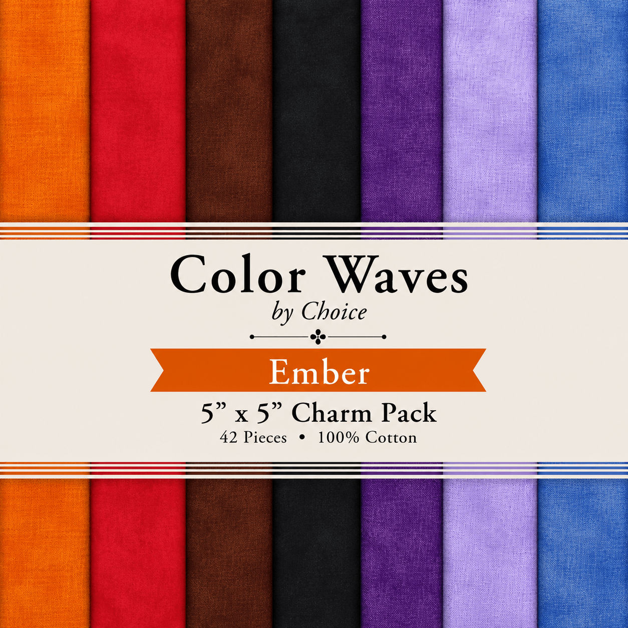 Color Waves Ember 5" x 5" Charm Pack - 42 Squares