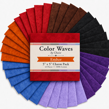 Color Waves Ember 5" x 5" Charm Pack - 42 Squares