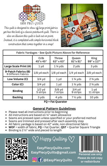 Fairfax Quilt Pattern - Paper Print Version