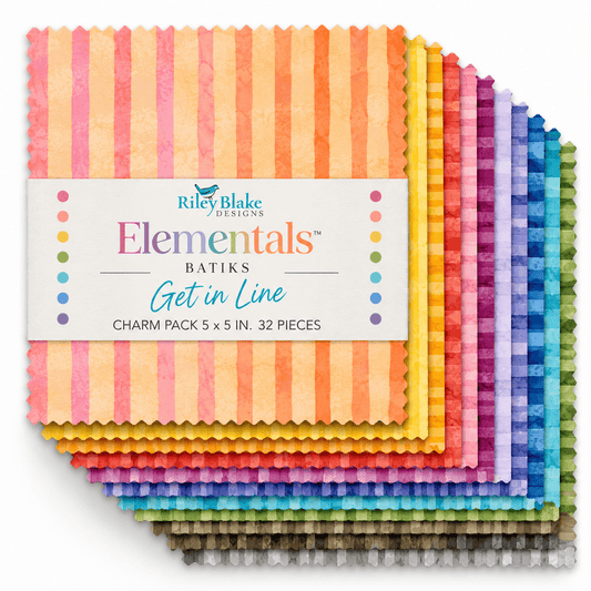 Elementals Batiks Get in Line by Riley Blake - 5" Charm Pack (42 Squares)