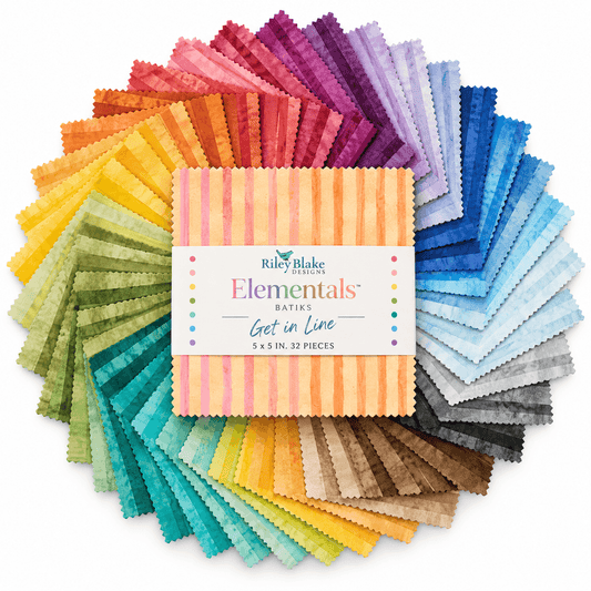 Elementals Batiks Get in Line by Riley Blake - 5" Charm Pack (42 Squares)