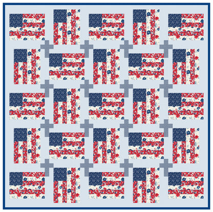 God And Country Quilt Pattern, Flag and Cross Pattern, Paper Print Version