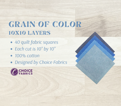 Grain of Color - 10x10 Layers - Shades of Blue (40 Squares)