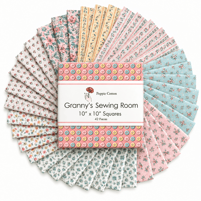 Granny's Sewing Room by Poppie Cotton - 10" Squares (42 Cuts)