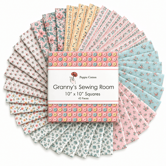 Granny's Sewing Room by Poppie Cotton - 10" Squares (42 Cuts)