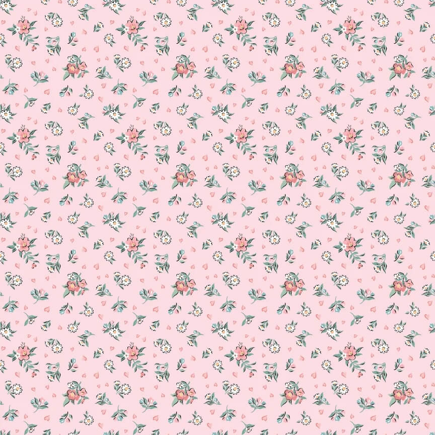 Granny's Sewing Room - Hearts & Posies - Pink
