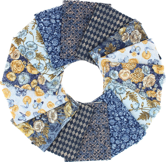 Romantic Garden - Fat Quarter Bundle - 14 pack (Blue)