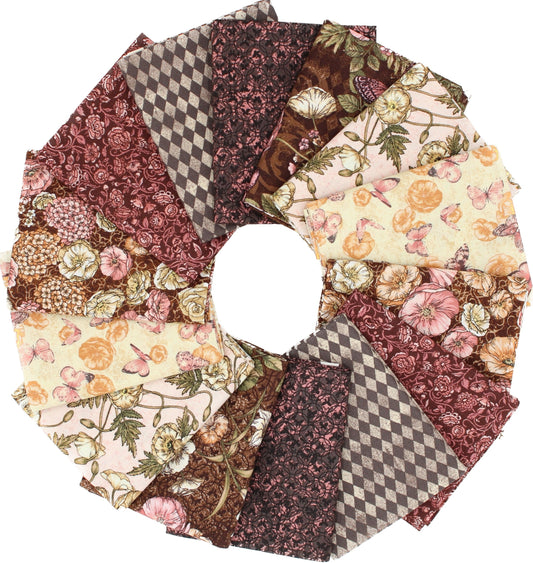 Romantic Garden - Fat Quarter Bundle - 14 pack (Chocolate)