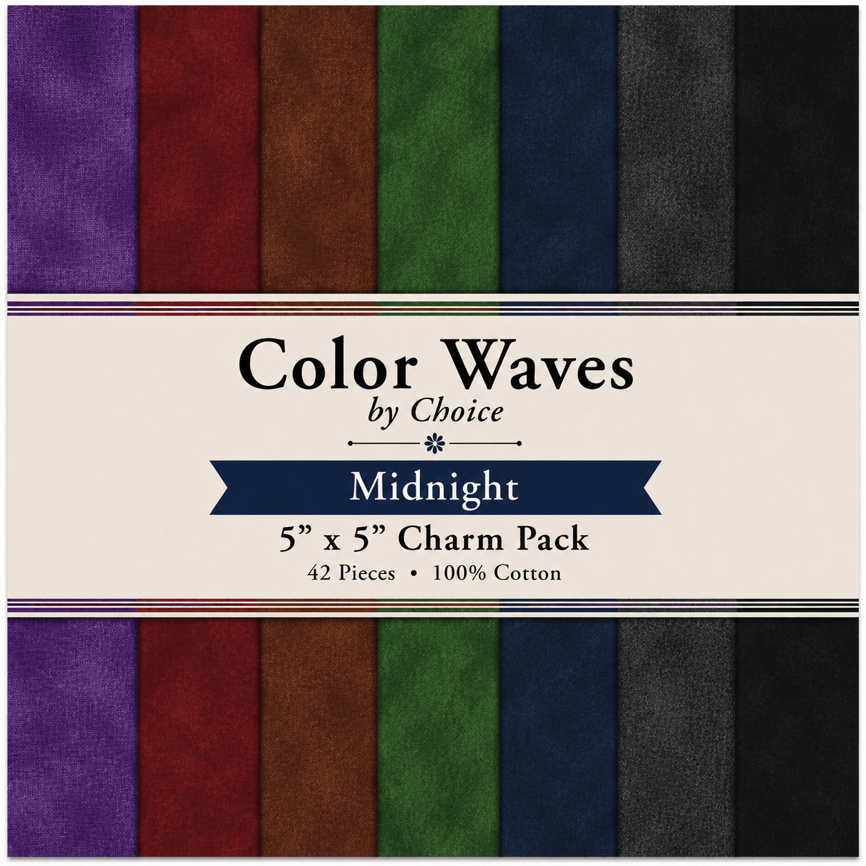 Color Waves Midnight 5" x 5" Charm Pack - 42 Squares