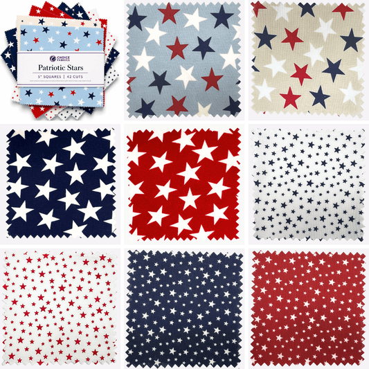 Patriotic Stars - 5x5 Charm Pack (42 Squares)