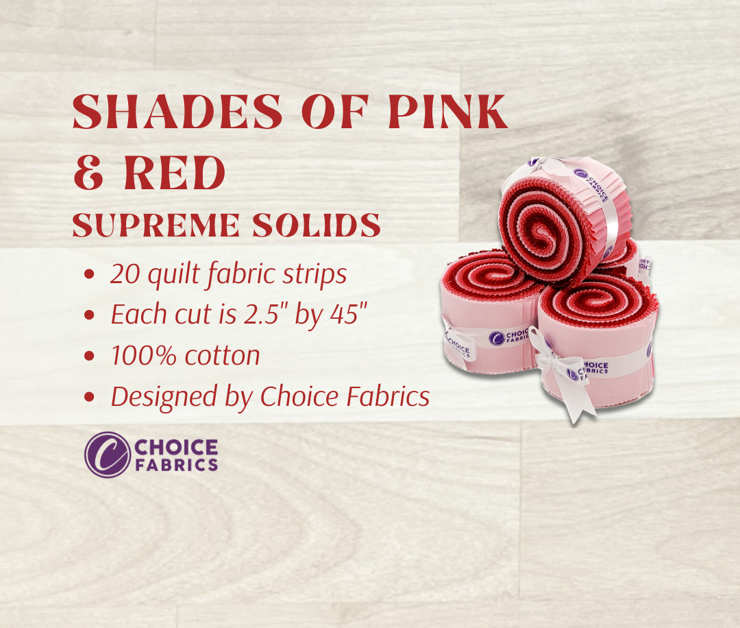 Supreme Solids - 2.5" Roll - Shades of Pink & Red (20 cuts)