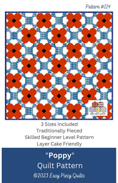 Poppy Quilt Pattern - Paper Print Version, Mailed