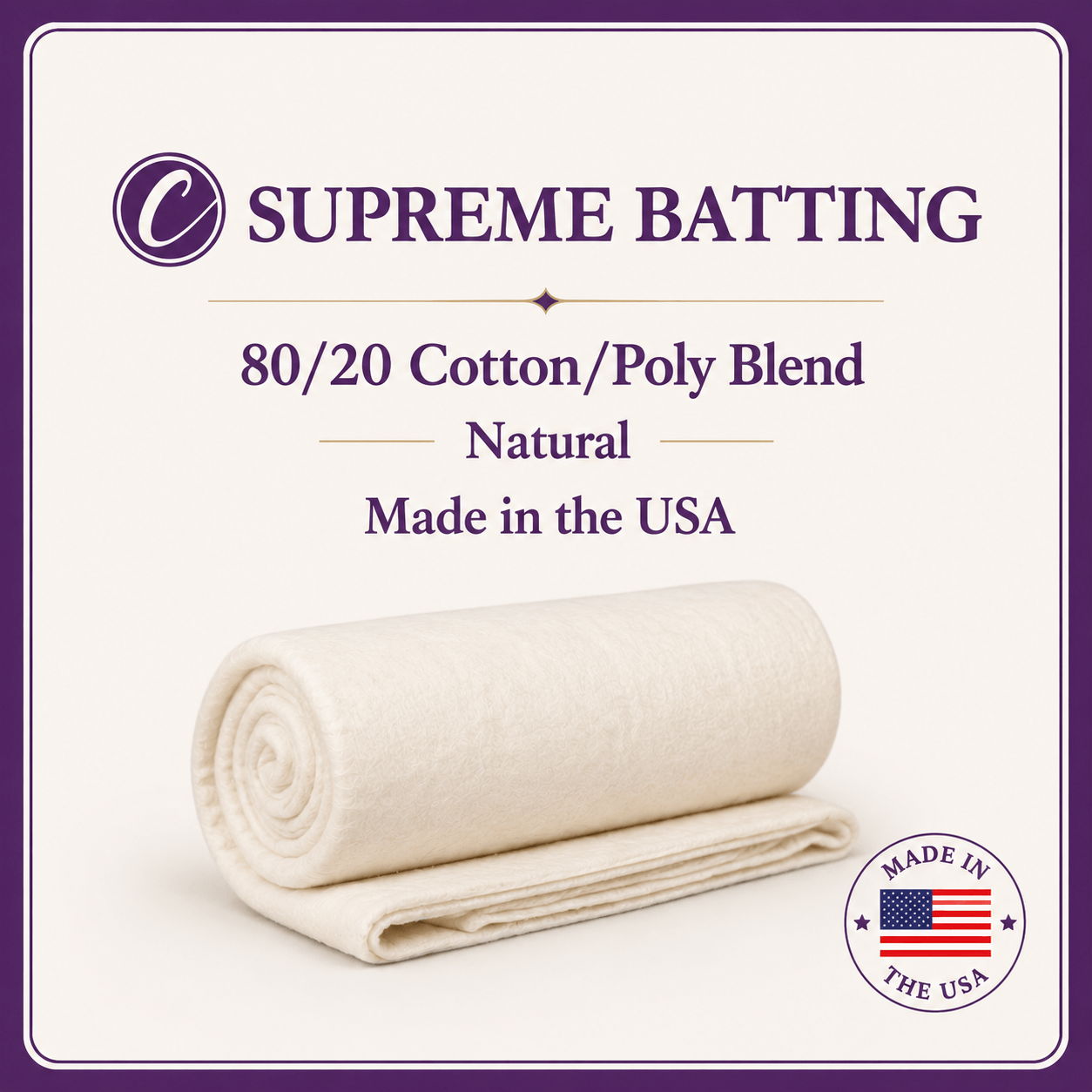 Choice Supreme Batting - 80/20 Cotton/Poly Blend - Queen (93" x 108")