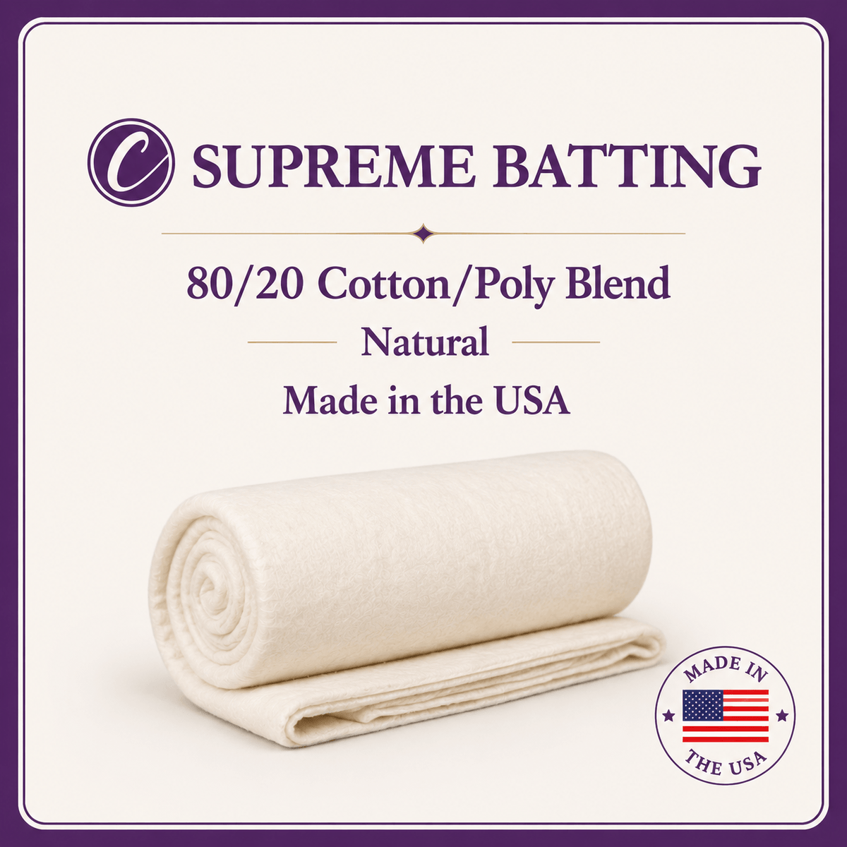 Choice Supreme Batting - 80/20 Cotton/Poly Blend - Throw (60" x 60")