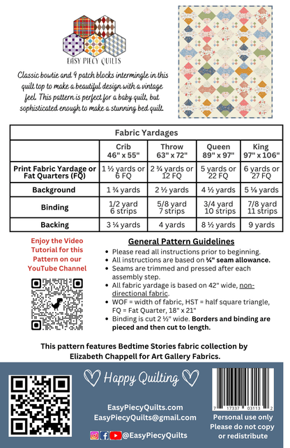 Vintage Bows Quilt Pattern - Paper Pattern