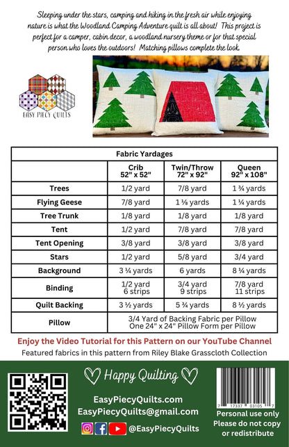 Woodland Camping Adventure Quilt Kit
