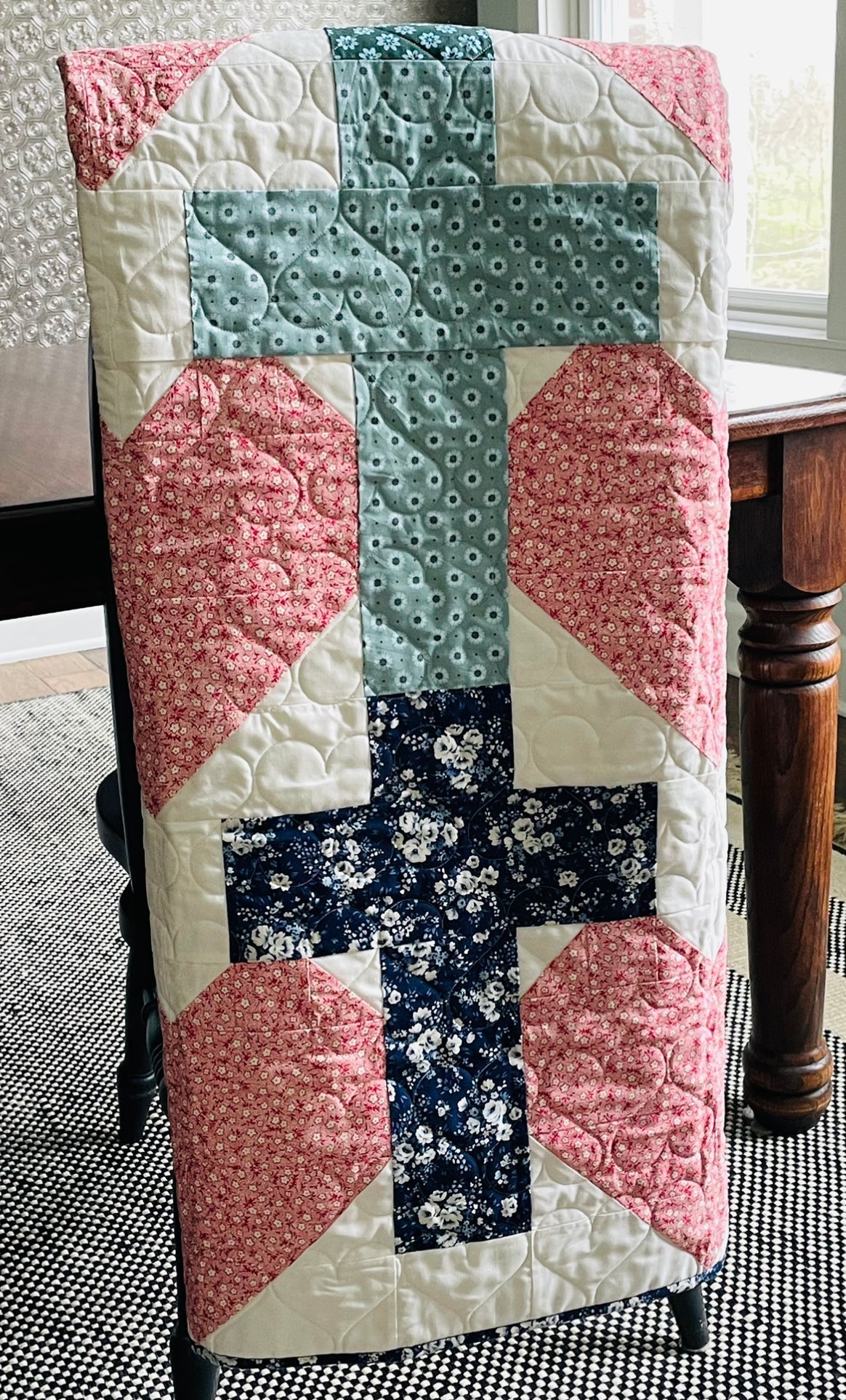 Yes He Loves Me Crosses and Hearts Quilt Pattern Paper Print Version